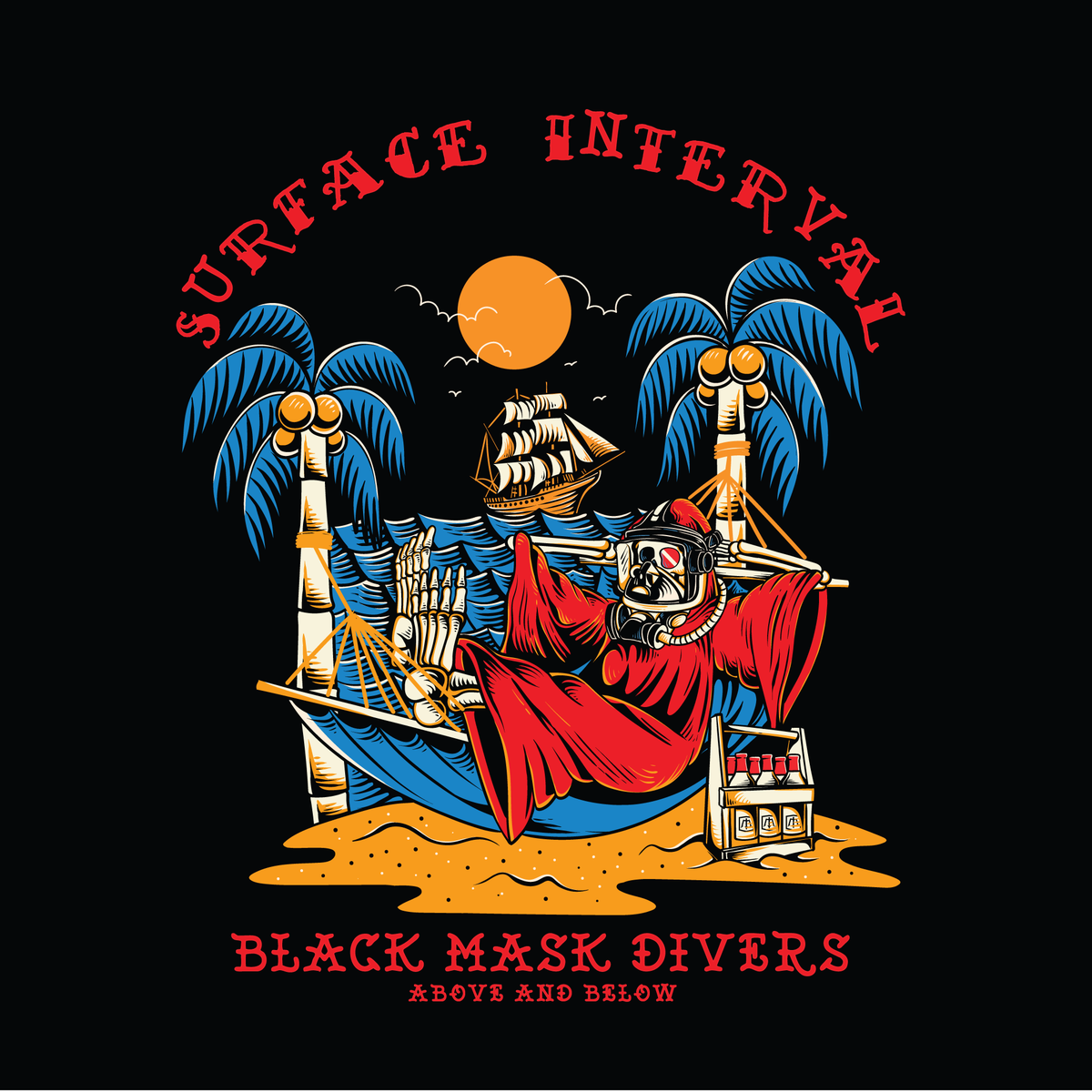 Surface Interval Long Sleeve T Black Mask Divers