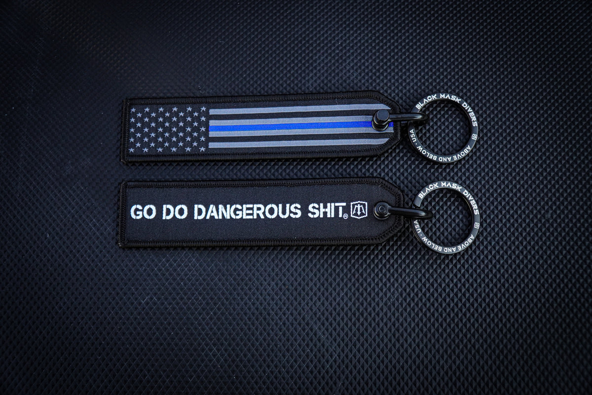 Thin Blue Line Key Chain Black Mask Divers
