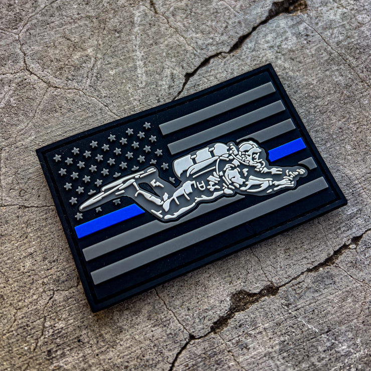 Thin Silver Line American Flag Patch - Sew On - Thin Blue Line USA