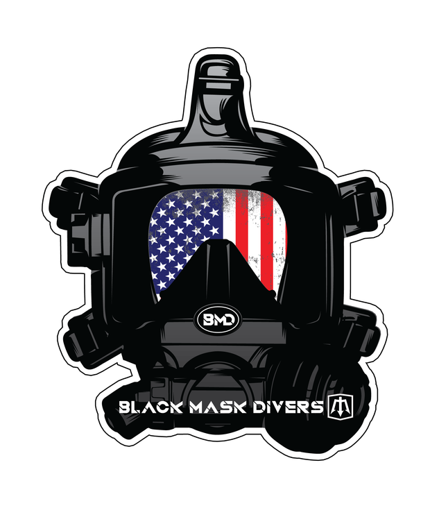 SCUBA Diver Sticker - Old Glory Full Face Mask