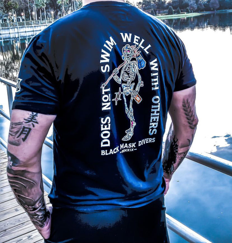 Does Not Swim Well With Others Tshirt - Navy